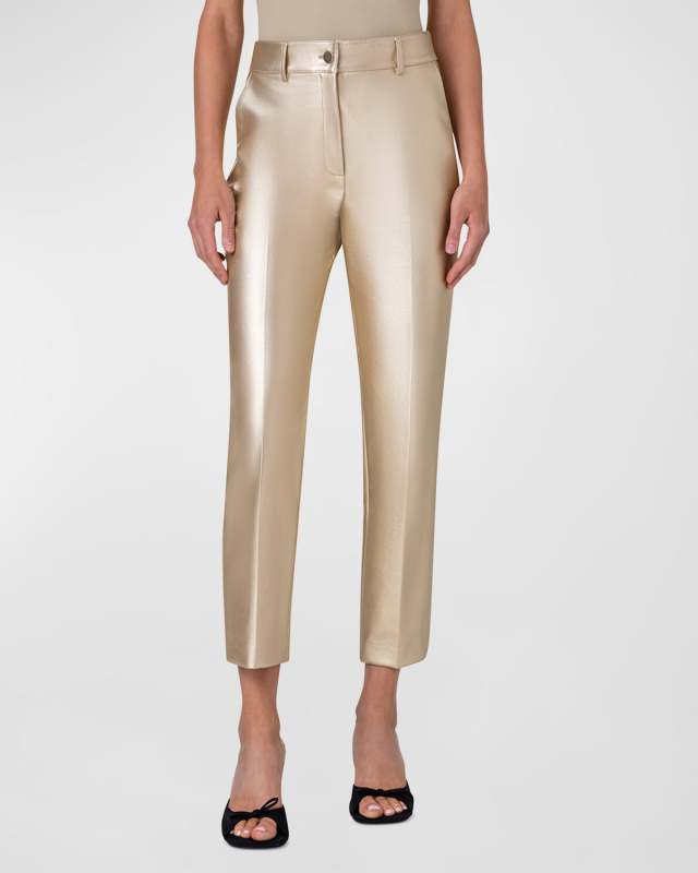 Feryn Metallic Pebble Crepe Pants